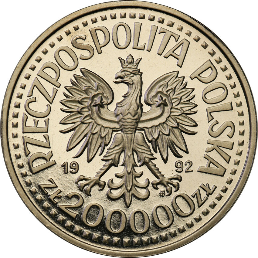 III RP. PRÓBA Nikiel 200 000 złotych 1992 Władysław Warneńczyk - popiersie